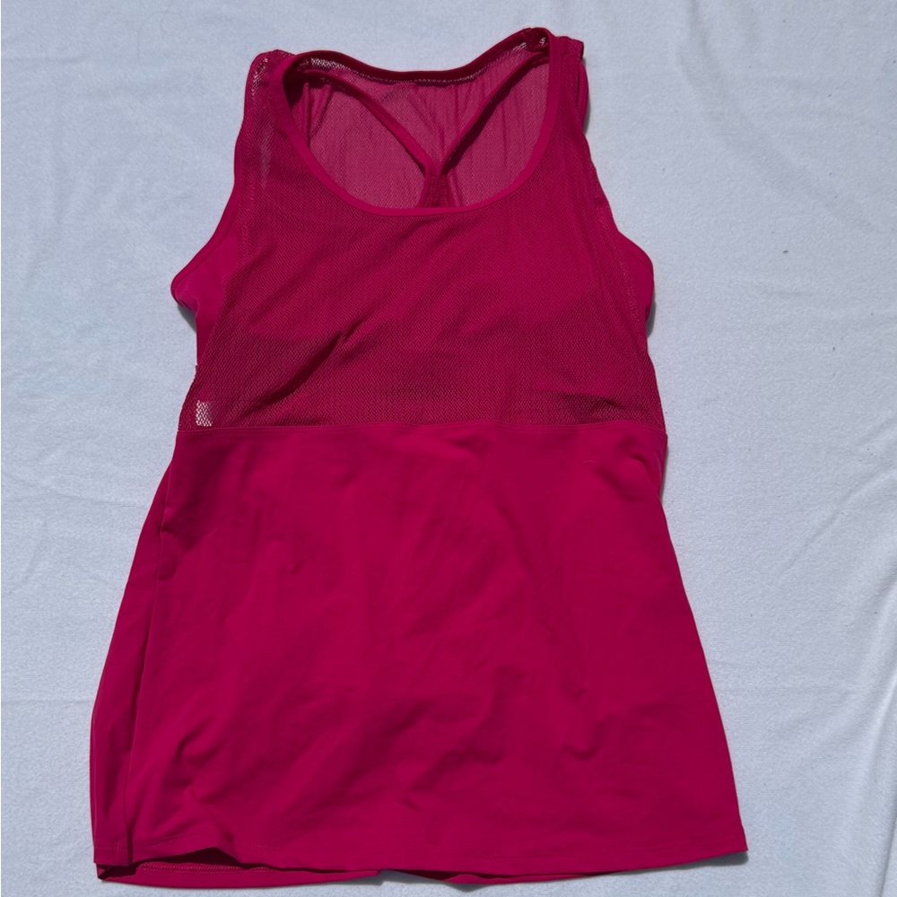 FABLETICS Pink Tank Top - Built in Bra w/ mesh.